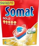 Somat Gold Spülmaschinen Tabs (82 Tabs), Geschirrspül Tabs für strahlend sauberes Geschirr auch bei niedrigen Temperaturen, Extra-Kraft gegen Eingetrocknetes